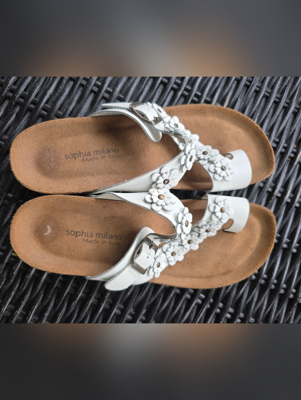 Sofia Milano Leather Toe Cork Sandals
